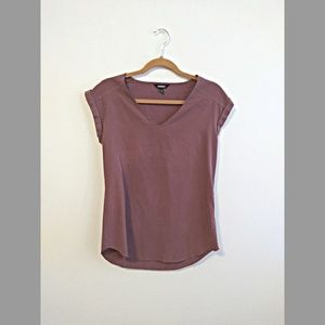 Express V-neck short sleeve top mauve/purple